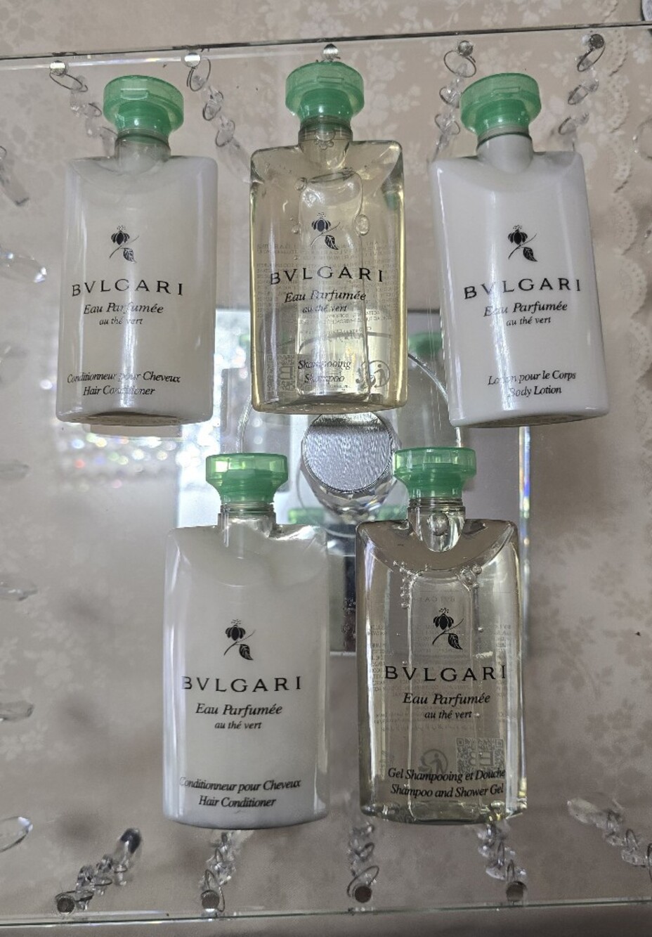 NEW BVLGARI Eau Parfumée au Thé Vert 75ml 5-Piece Travel Bath Set Green Tea